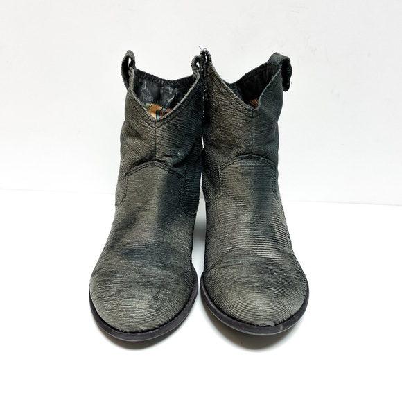Felmini Black Gray Distressed Leather Ankle Boots Size 37 - Picture 2 of 9